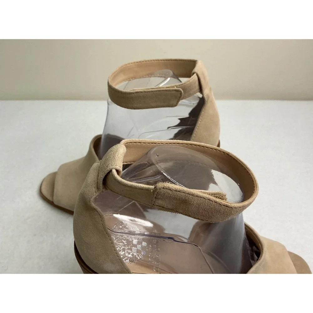 Vince Camuto Deedriana Tan Peep‑Toe Ankle‑Strap Wedge Sandals Women 8M